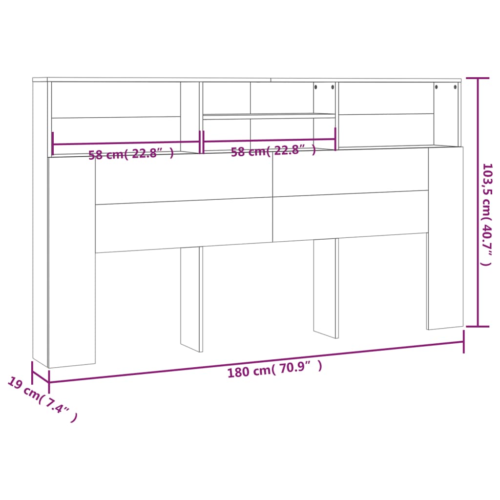 Modern Wooden Super King Size 1.8m Headboard Cabinet With Open Storage Shelves