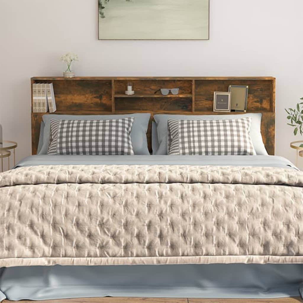 Modern Wooden Emperor Size 2m Headboard With Open Storage Compartments Wood