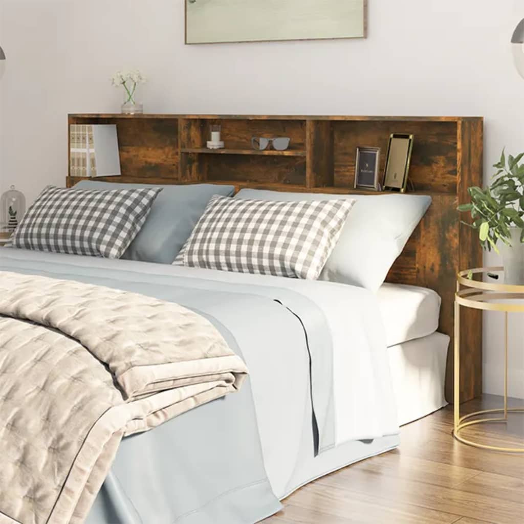 Modern Wooden Emperor Size 2m Headboard With Open Storage Compartments Wood