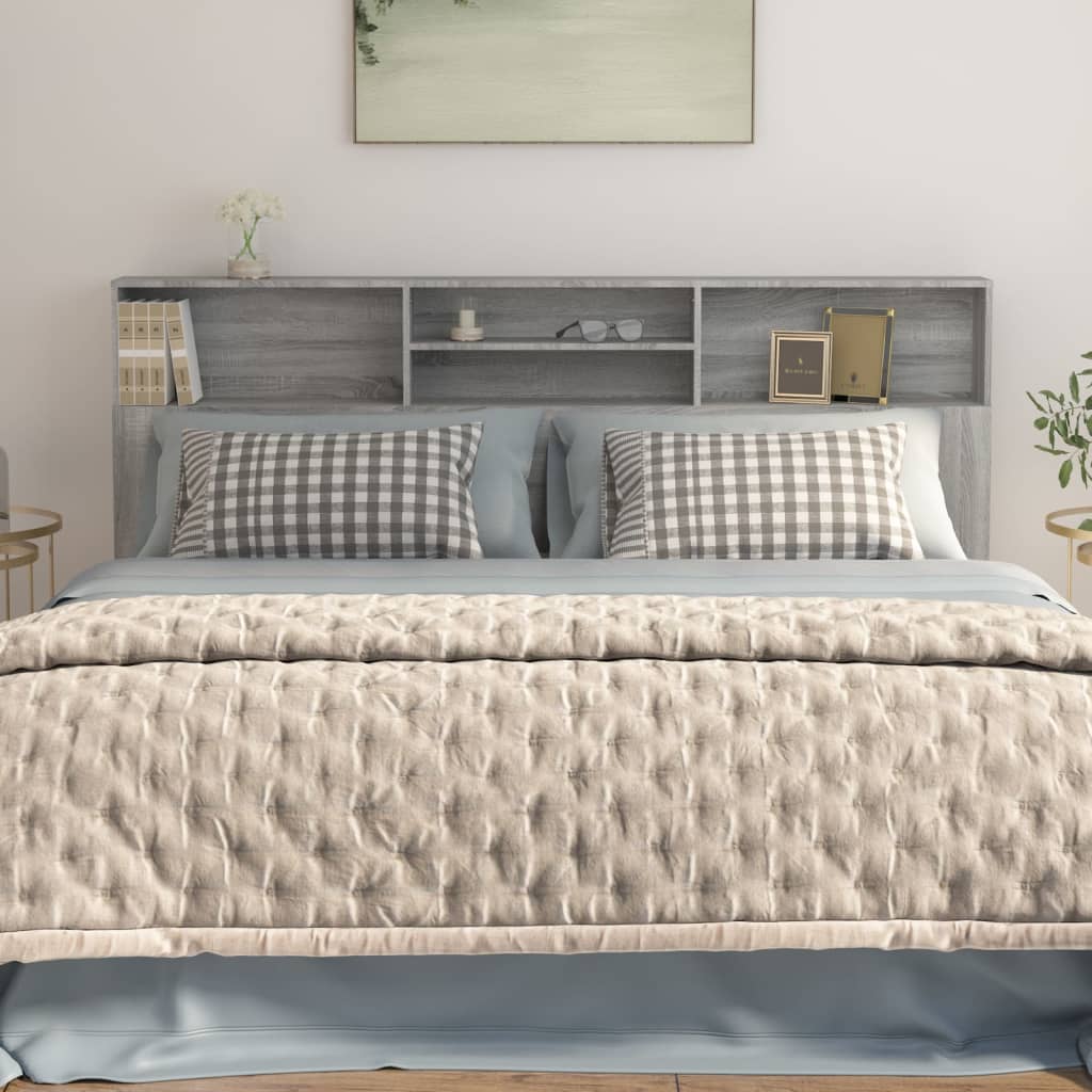 Modern Wooden Emperor Size 2m Headboard With Open Storage Compartments Wood