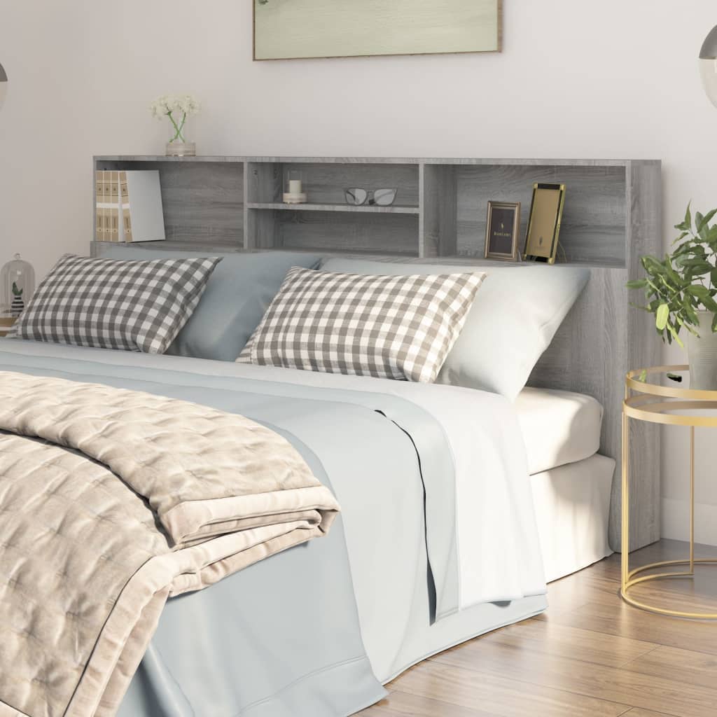 Modern Wooden Emperor Size 2m Headboard With Open Storage Compartments Wood