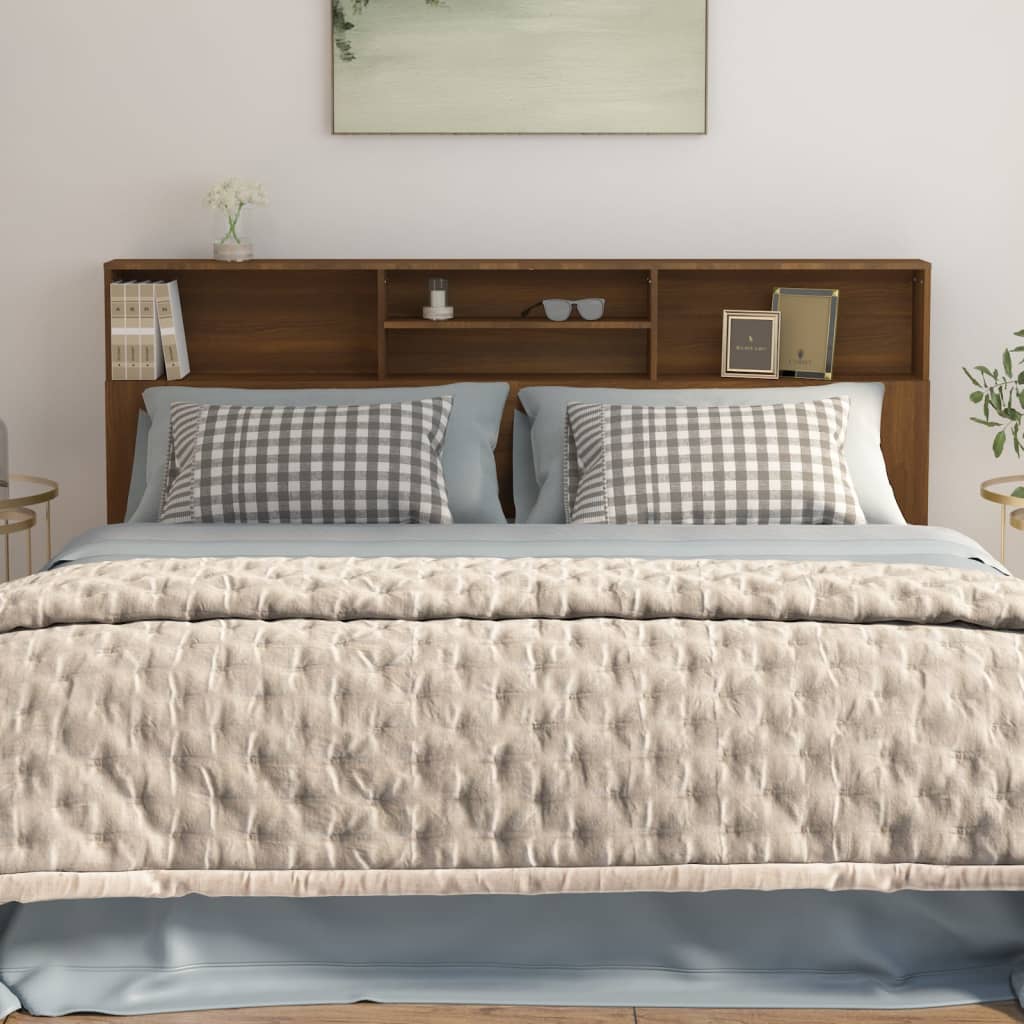Modern Wooden Emperor Size 2m Headboard With Open Storage Compartments Wood