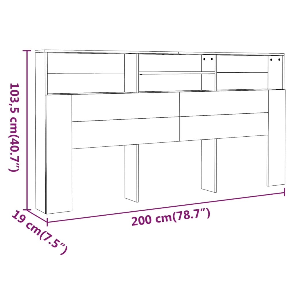 Modern Wooden Emperor Size 2m Headboard With Open Storage Compartments Wood