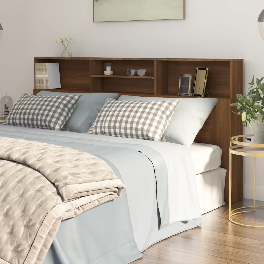 Modern Wooden Emperor Size 2m Headboard With Open Storage Compartments Wood