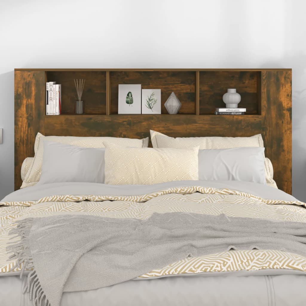 Modern Wooden Queen Size 1.6m Bed Headboard With Open Storage Compartments