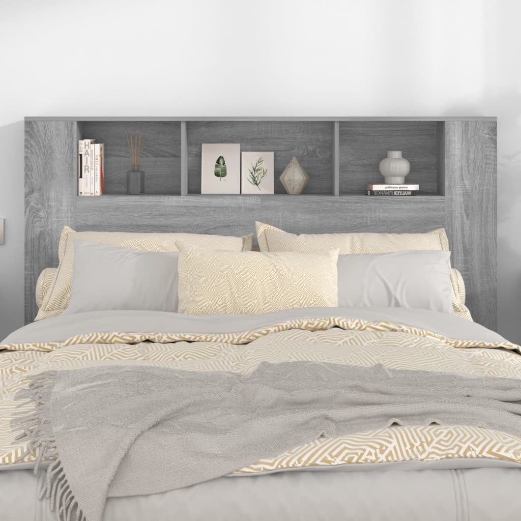 Modern Wooden Queen Size 1.6m Bed Headboard With Open Storage Compartments