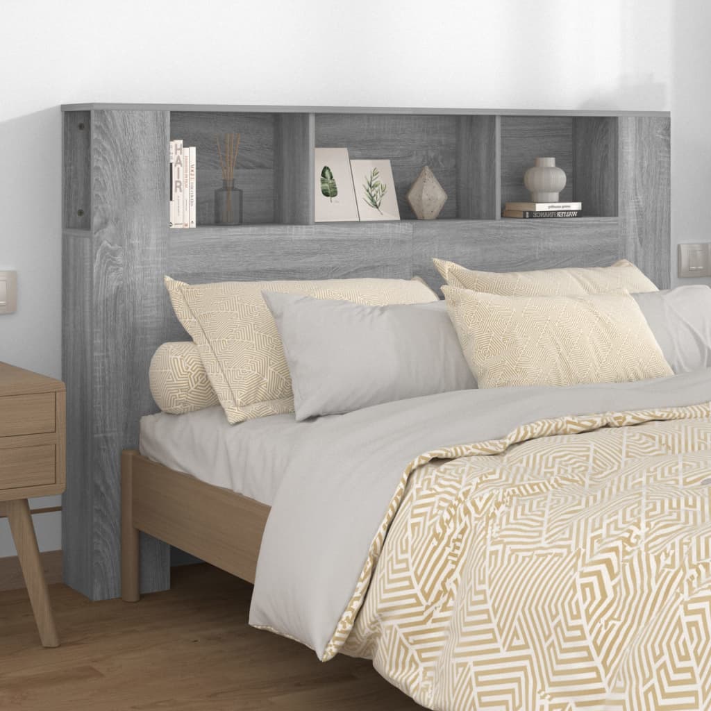 Modern Wooden Queen Size 1.6m Bed Headboard With Open Storage Compartments