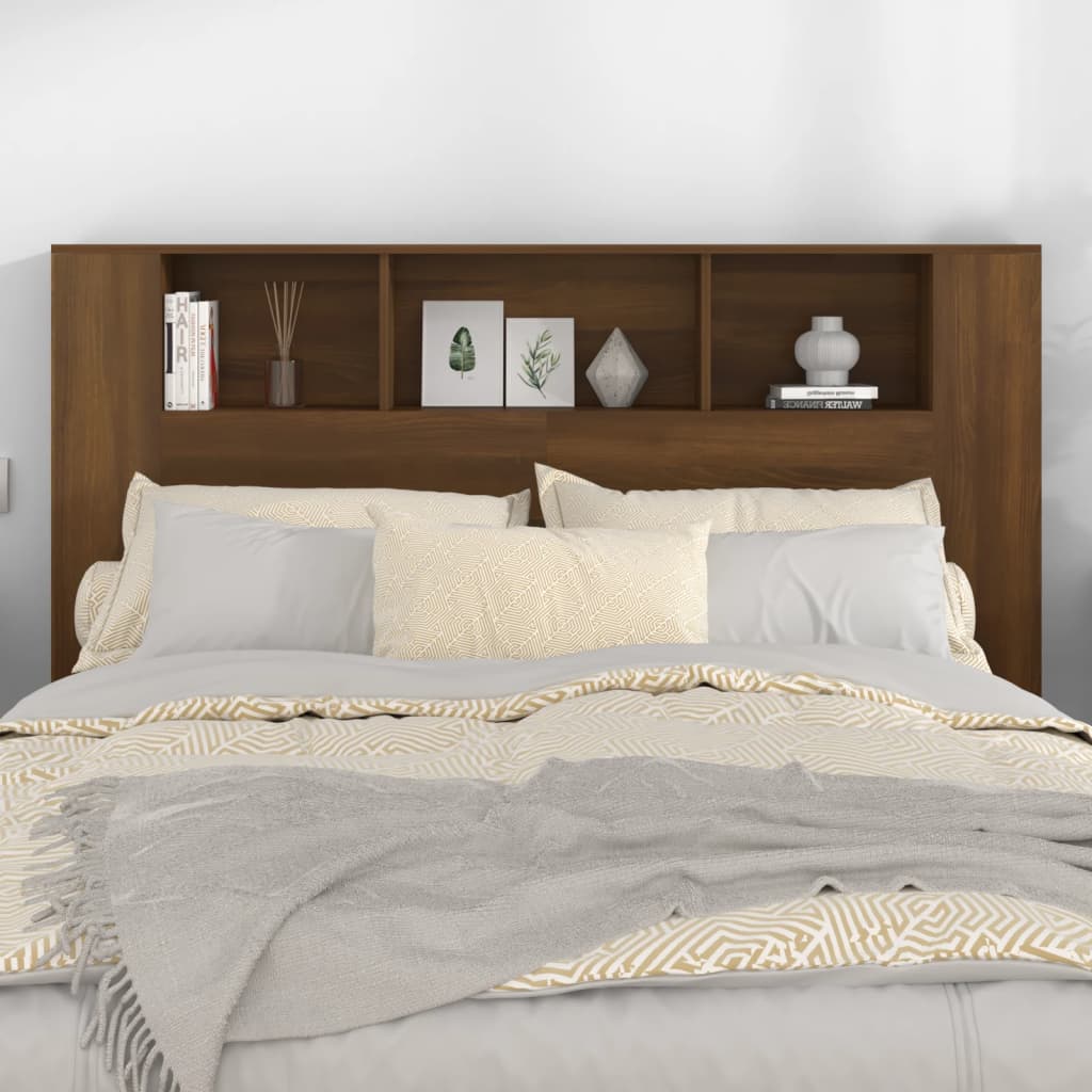 Modern Wooden Queen Size 1.6m Bed Headboard With Open Storage Compartments