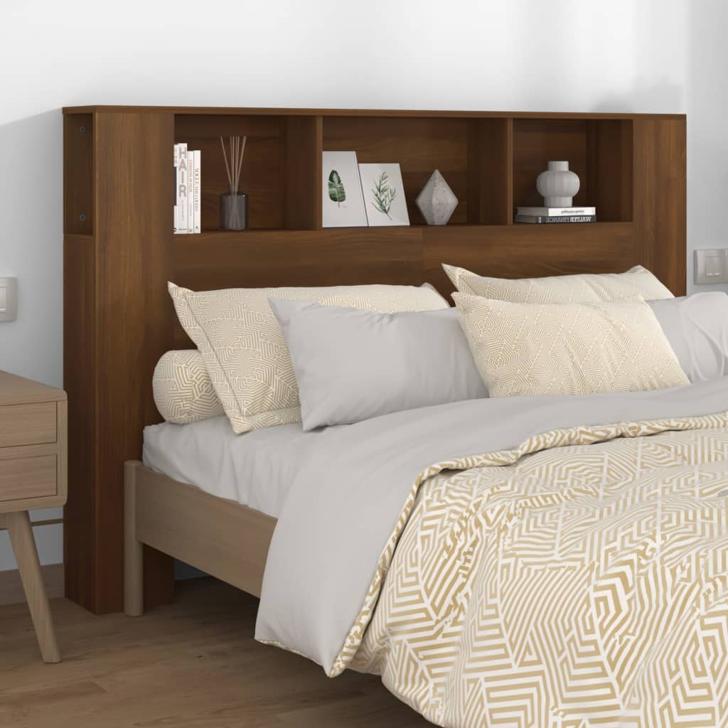 Modern Wooden Queen Size 1.6m Bed Headboard With Open Storage Compartments