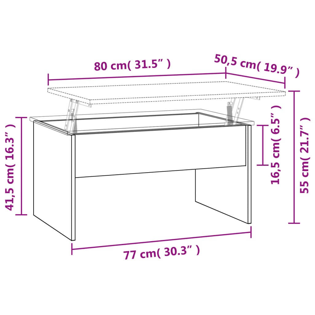 Coffee Table Sonoma Oak 80x50.5x41.5 cm Engineered Wood