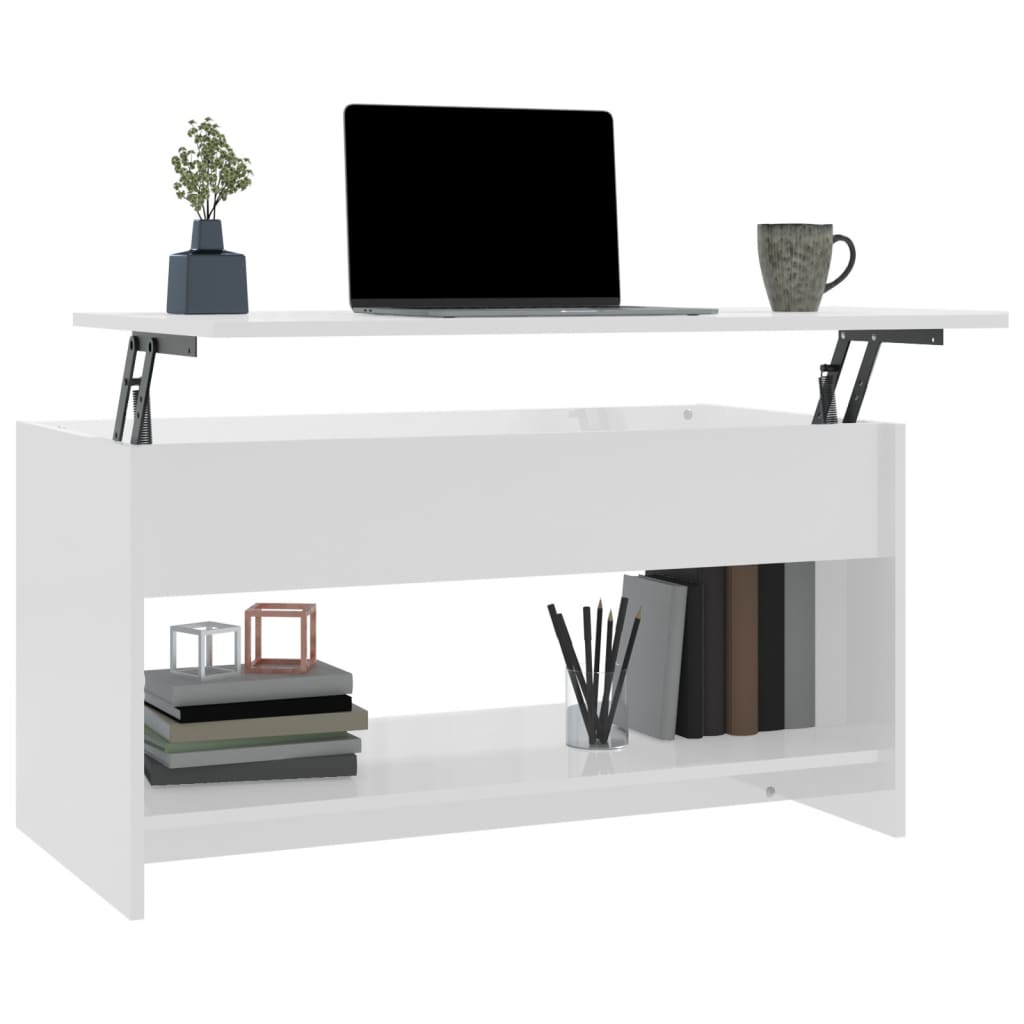 809653 vidaXL Coffee Table High Gloss White 102x50x52,5 cm Engineered Wood