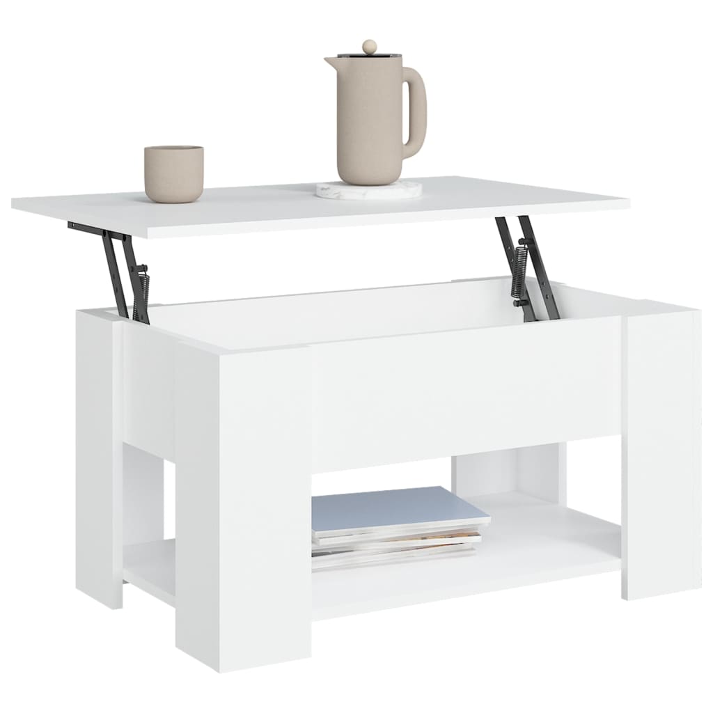 Modern Wooden Living Room Coffee Table With Lift Top Design & Storage Shelf Wood