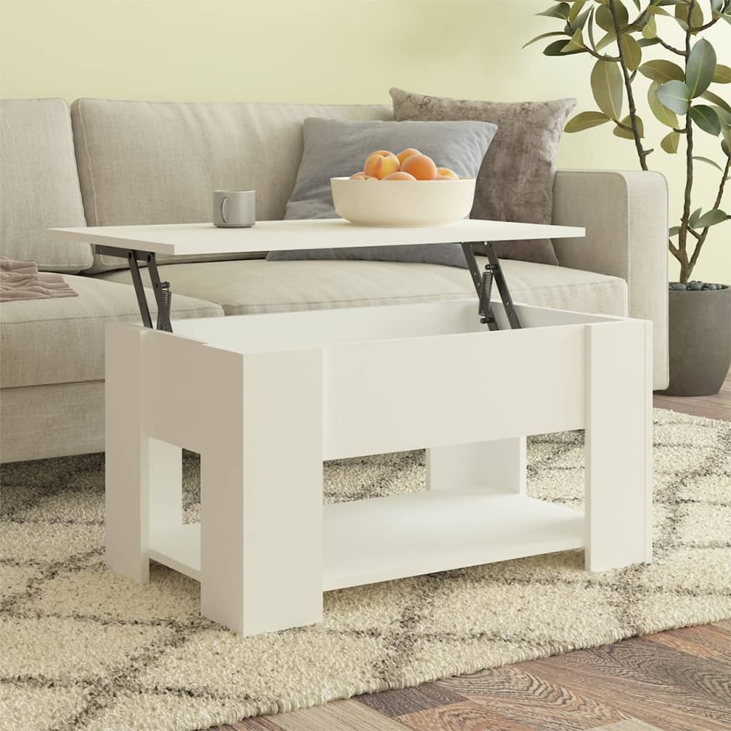 Modern Wooden Living Room Coffee Table With Lift Top Design & Storage Shelf Wood