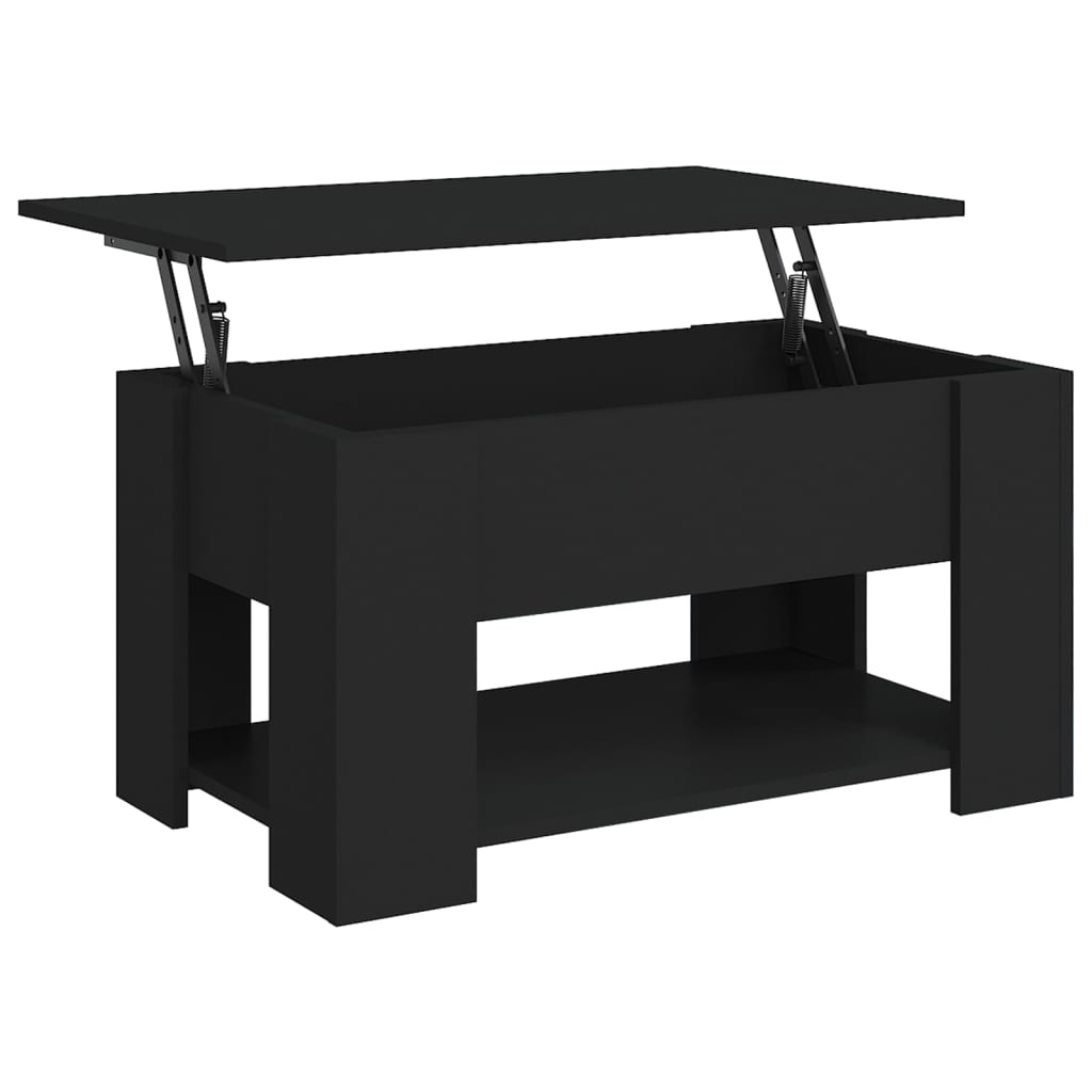 Modern Wooden Living Room Coffee Table With Lift Top Design & Storage Shelf Wood
