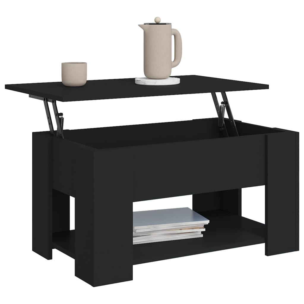Modern Wooden Living Room Coffee Table With Lift Top Design & Storage Shelf Wood