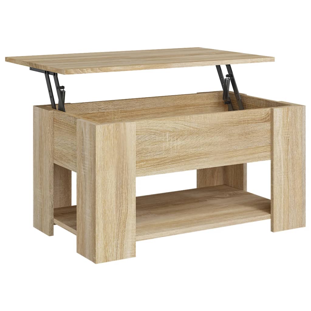 Modern Wooden Living Room Coffee Table With Lift Top Design & Storage Shelf Wood