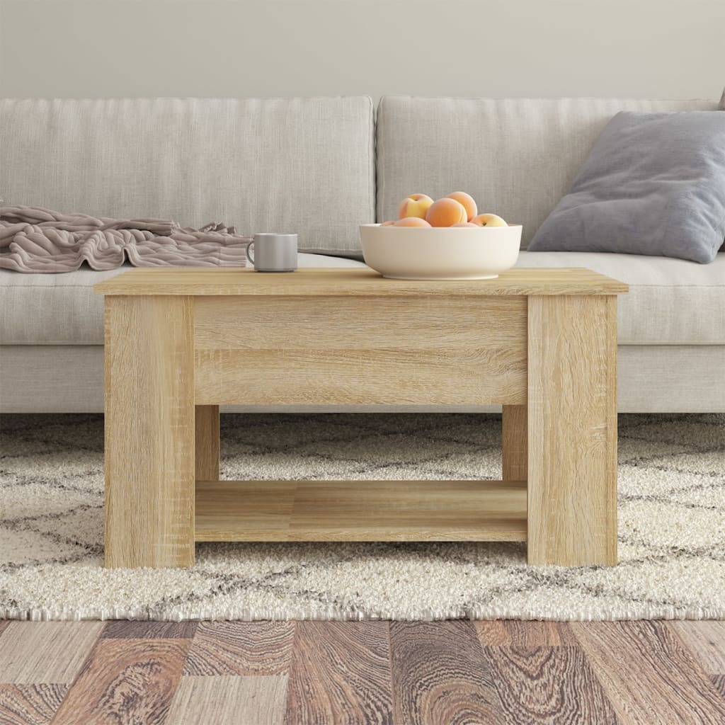 Modern Wooden Living Room Coffee Table With Lift Top Design & Storage Shelf Wood