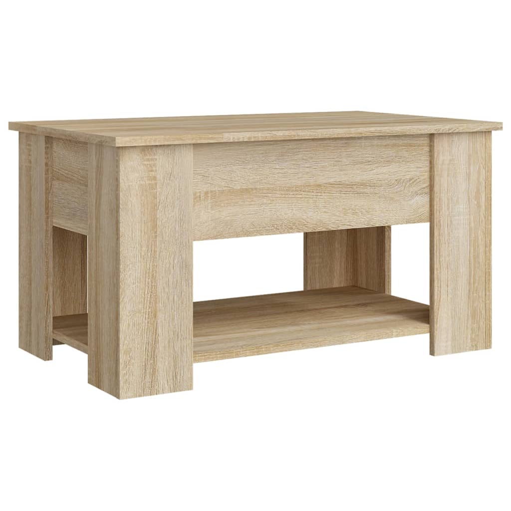 Modern Wooden Living Room Coffee Table With Lift Top Design & Storage Shelf Wood