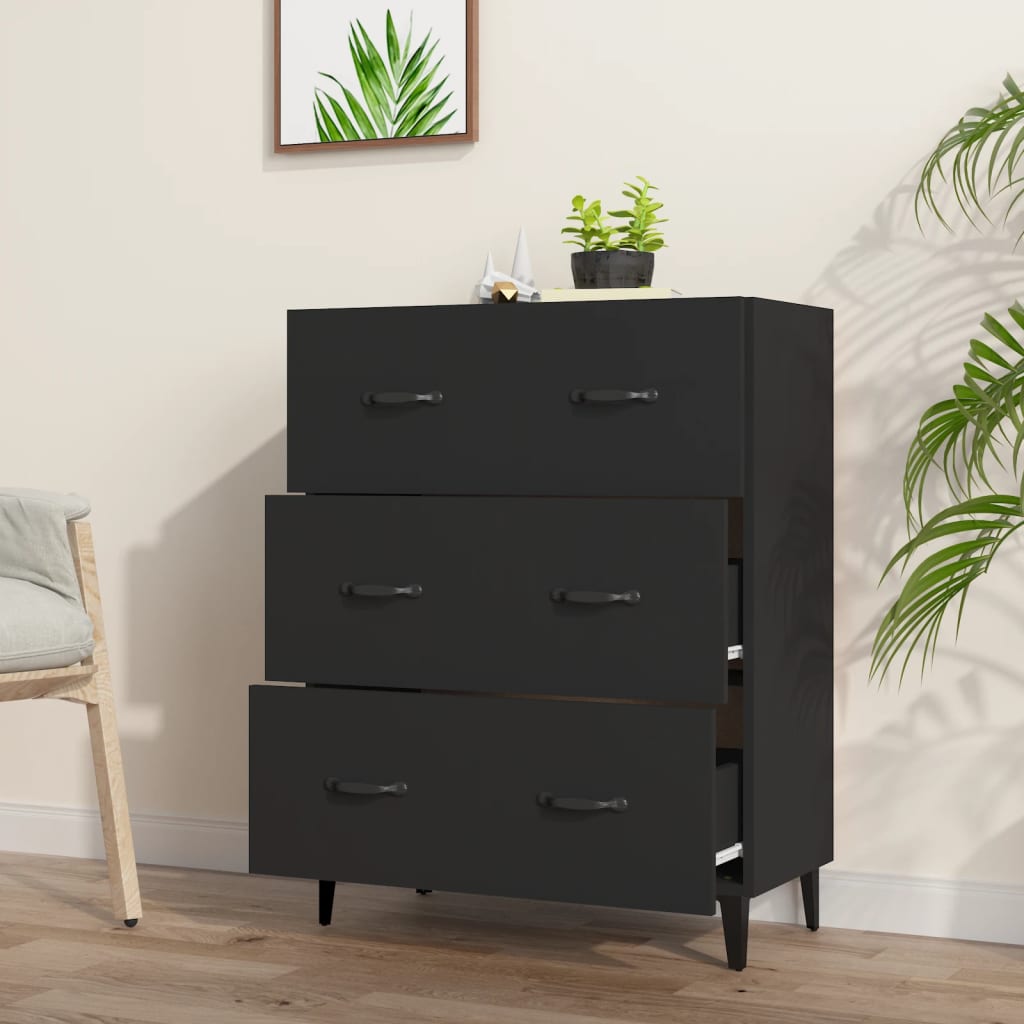 Sideboard Black 69.5x34x90 cm Engineered Wood