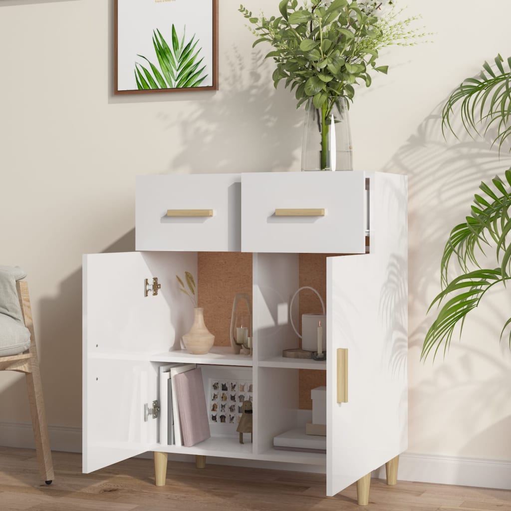 Sideboard High Gloss White 69.5x34x90 cm Engineered Wood