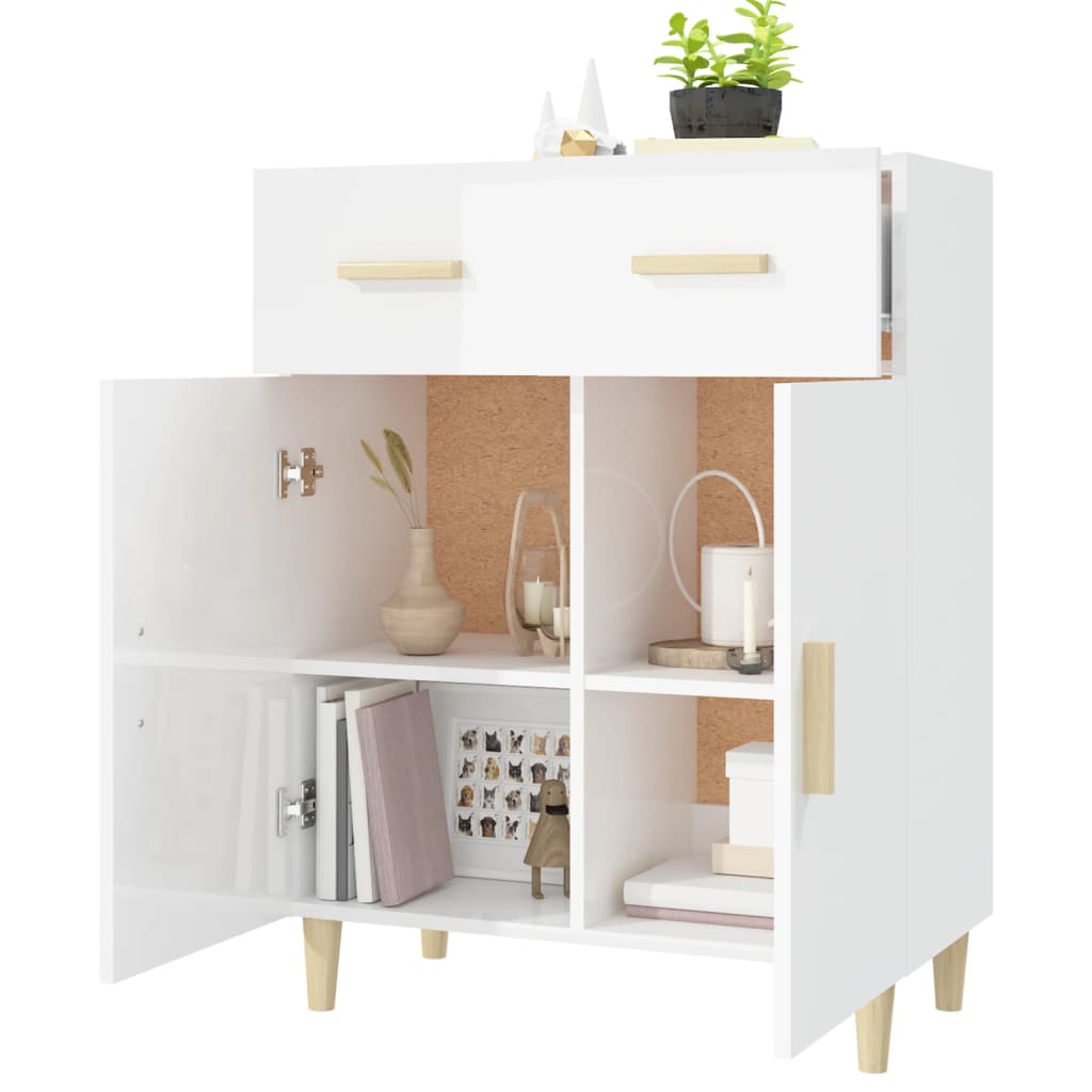 Sideboard High Gloss White 69.5x34x90 cm Engineered Wood