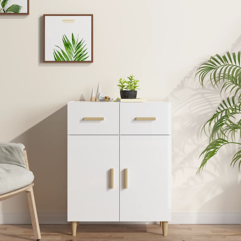 Sideboard High Gloss White 69.5x34x90 cm Engineered Wood