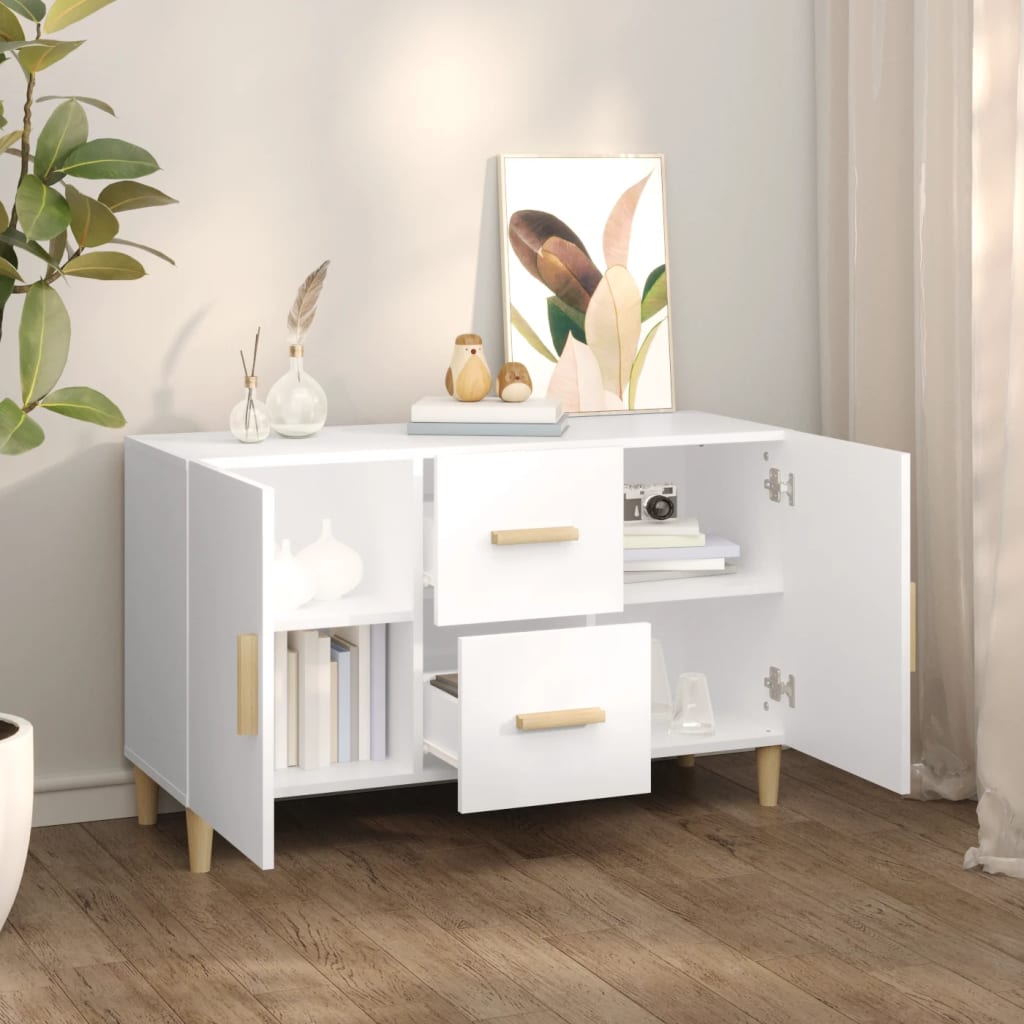 Modern Wooden Sideboard Storage Cabinet Unit With 2 Doors & 2 Drawers Wood