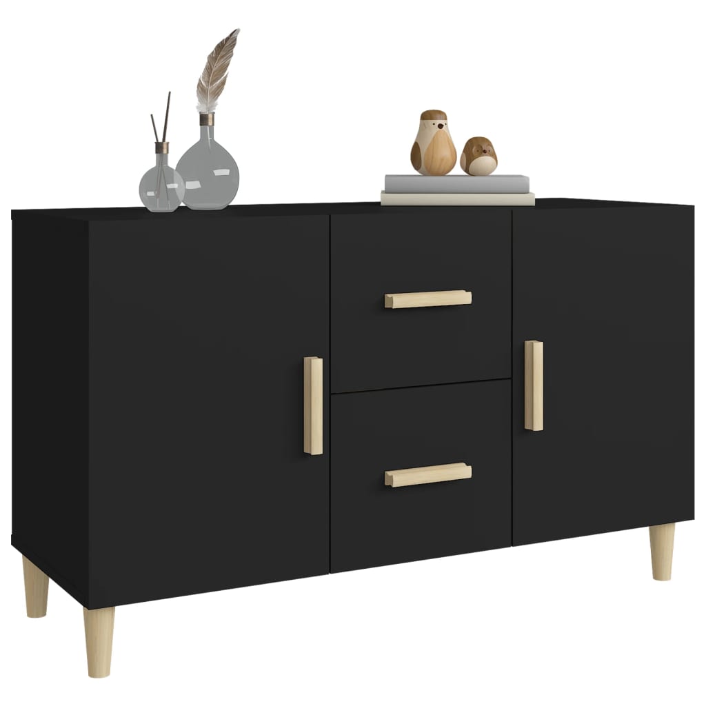 Modern Wooden Sideboard Storage Cabinet Unit With 2 Doors & 2 Drawers Wood