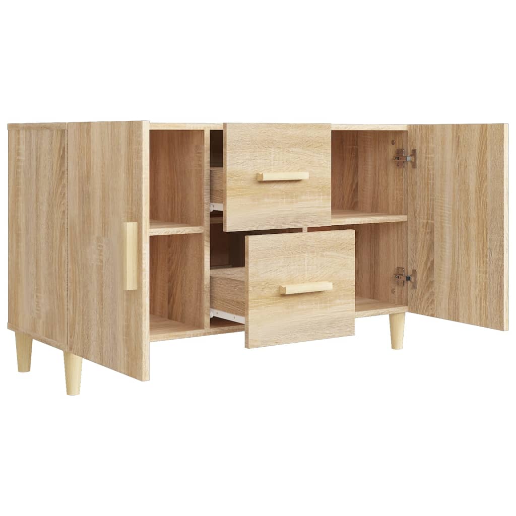 Modern Wooden Sideboard Storage Cabinet Unit With 2 Doors & 2 Drawers Wood