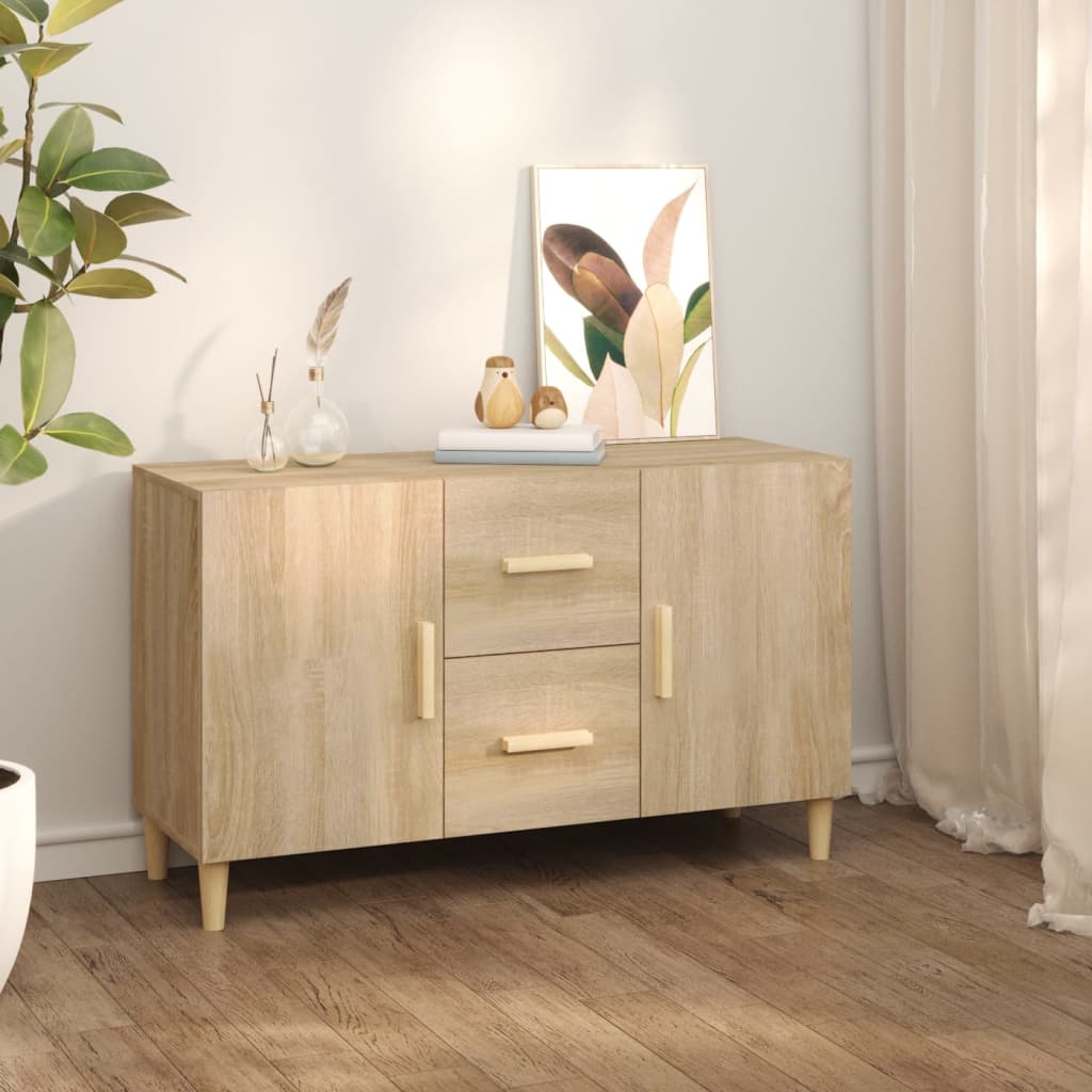 Modern Wooden Sideboard Storage Cabinet Unit With 2 Doors & 2 Drawers Wood