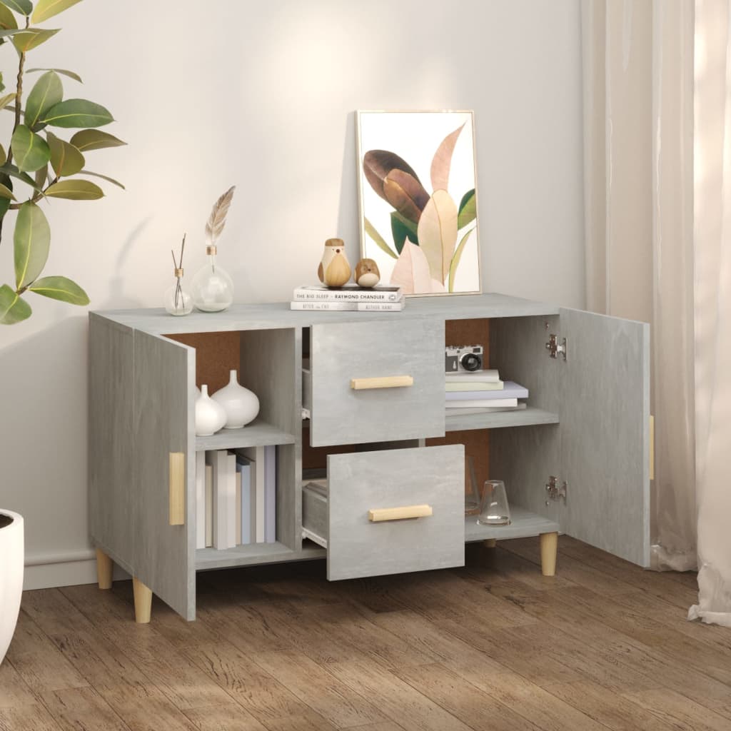 Modern Wooden Sideboard Storage Cabinet Unit With 2 Doors & 2 Drawers Wood