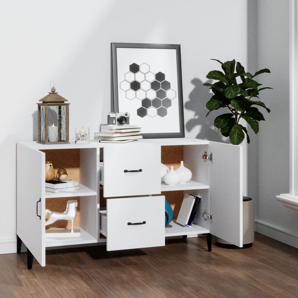 Modern Wooden Sideboard Storage Cabinet Unit With 2 Doors & 2 Drawers Wood