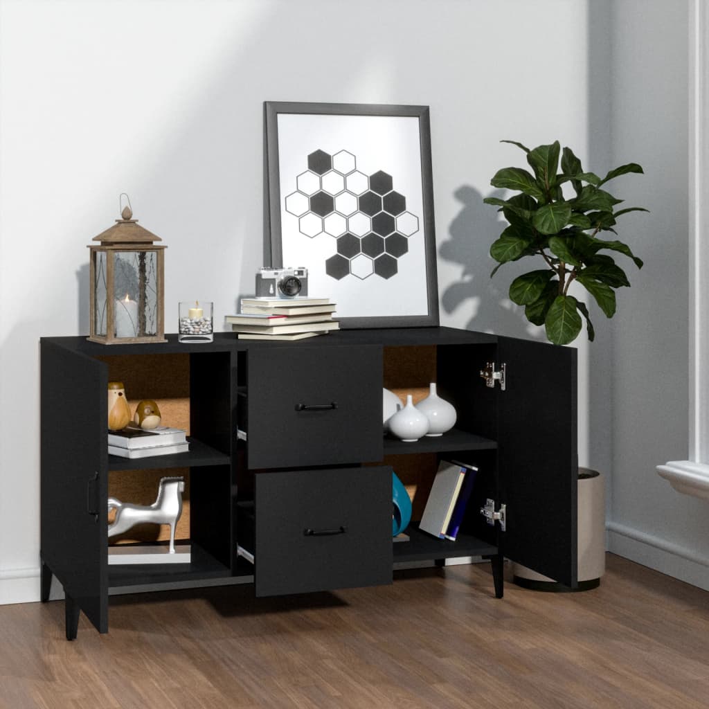 Modern Wooden Sideboard Storage Cabinet Unit With 2 Doors & 2 Drawers Wood