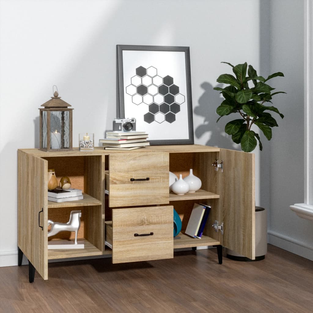 Modern Wooden Sideboard Storage Cabinet Unit With 2 Doors & 2 Drawers Wood