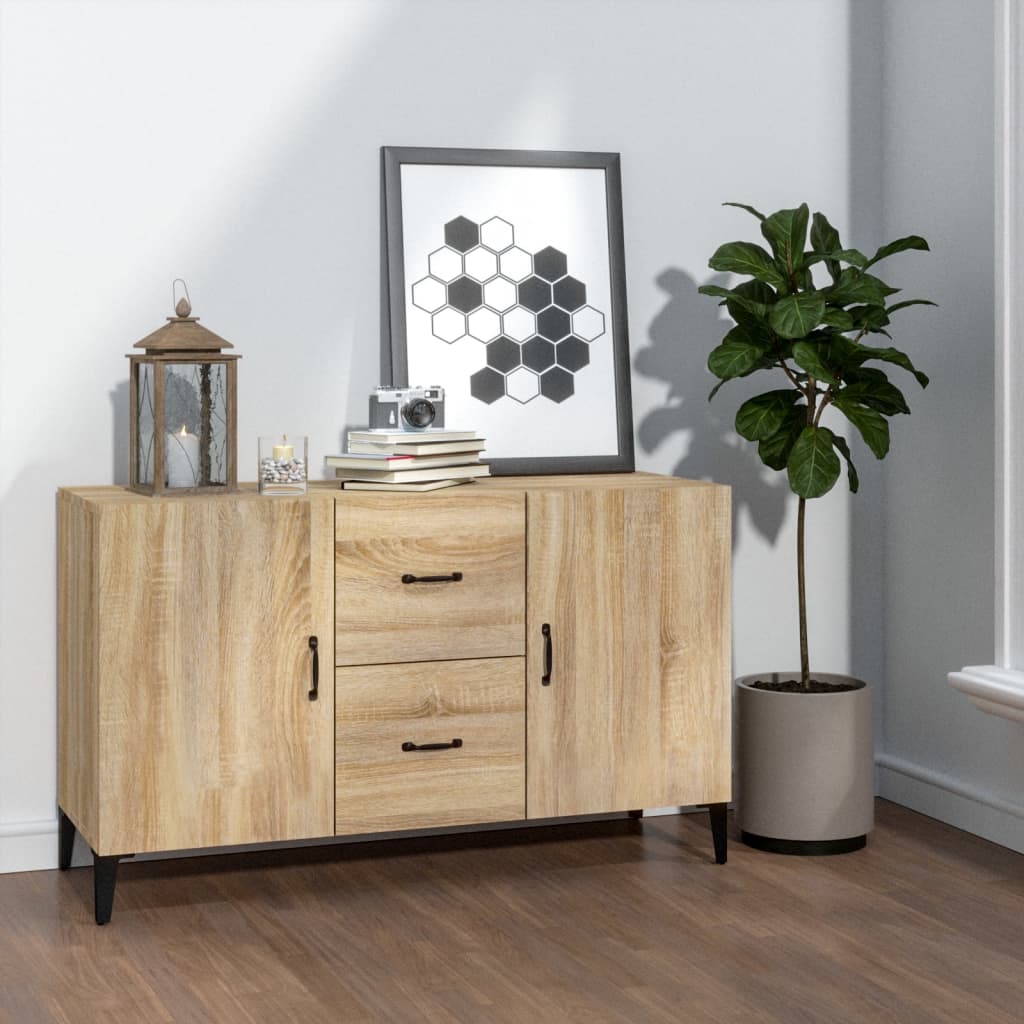 Modern Wooden Sideboard Storage Cabinet Unit With 2 Doors & 2 Drawers Wood