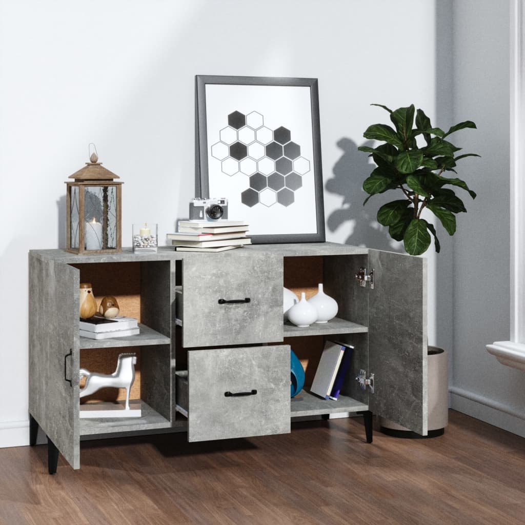 Modern Wooden Sideboard Storage Cabinet Unit With 2 Doors & 2 Drawers Wood