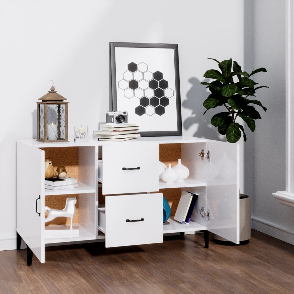 Modern Wooden Sideboard Storage Cabinet Unit With 2 Doors & 2 Drawers Wood