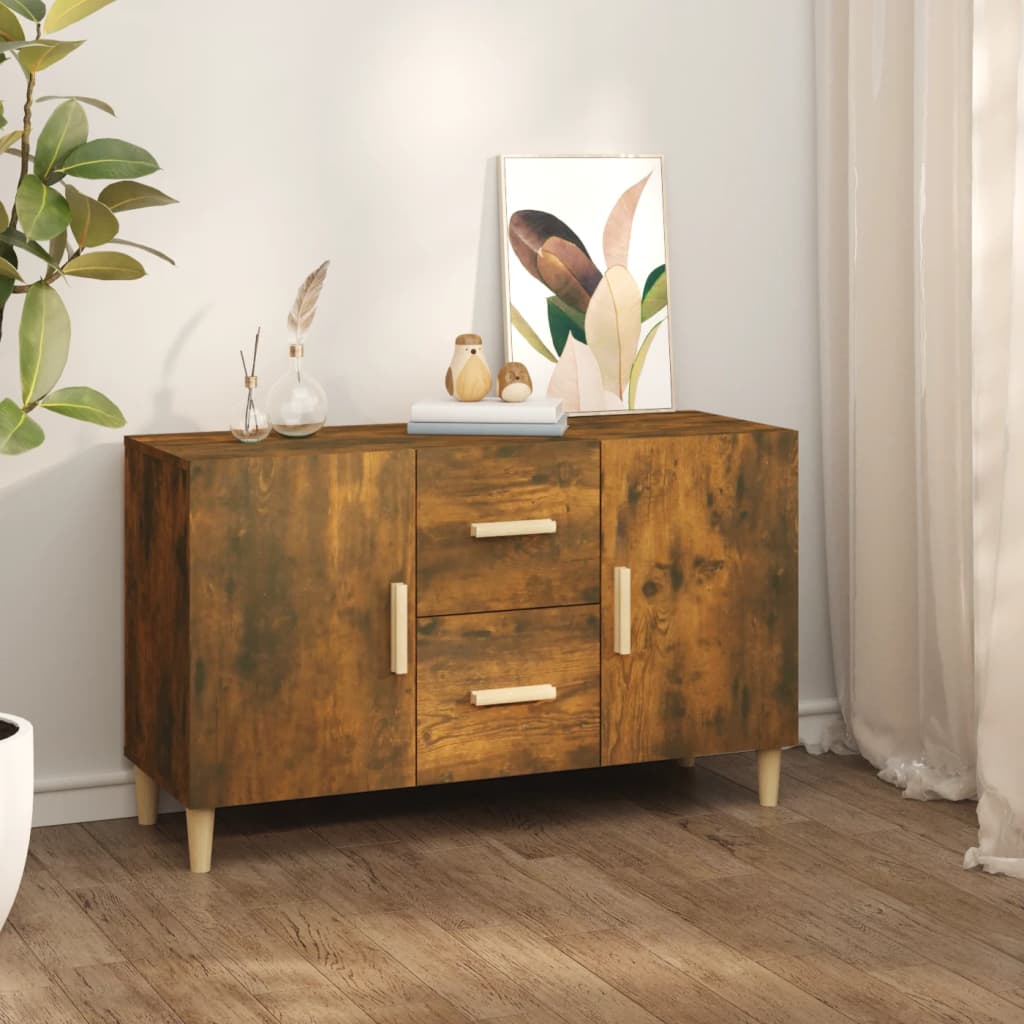 Modern Wooden Sideboard Storage Cabinet Unit With 2 Doors & 2 Drawers Wood