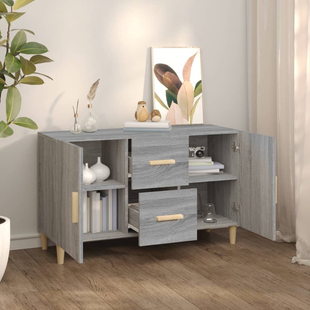Modern Wooden Sideboard Storage Cabinet Unit With 2 Doors & 2 Drawers Wood