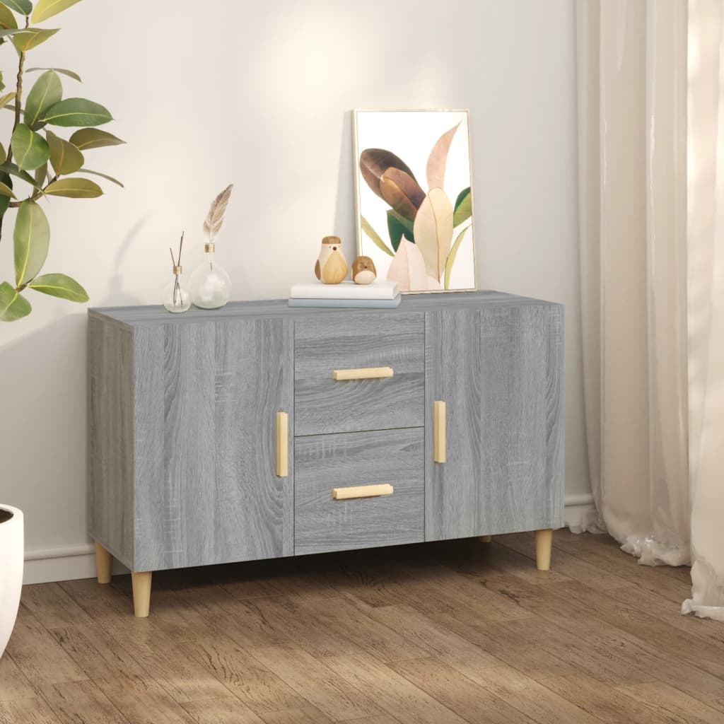 Modern Wooden Sideboard Storage Cabinet Unit With 2 Doors & 2 Drawers Wood
