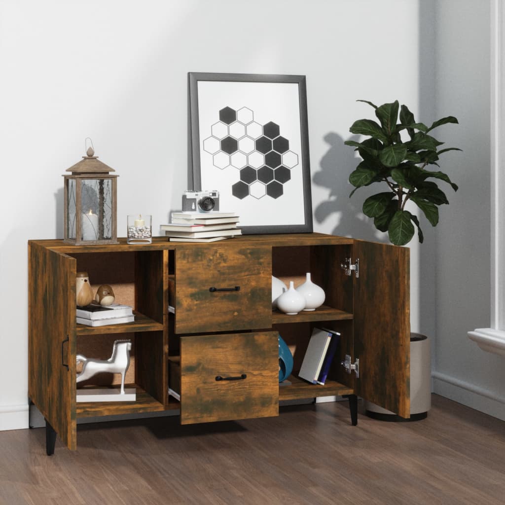 Modern Wooden Sideboard Storage Cabinet Unit With 2 Doors & 2 Drawers Wood