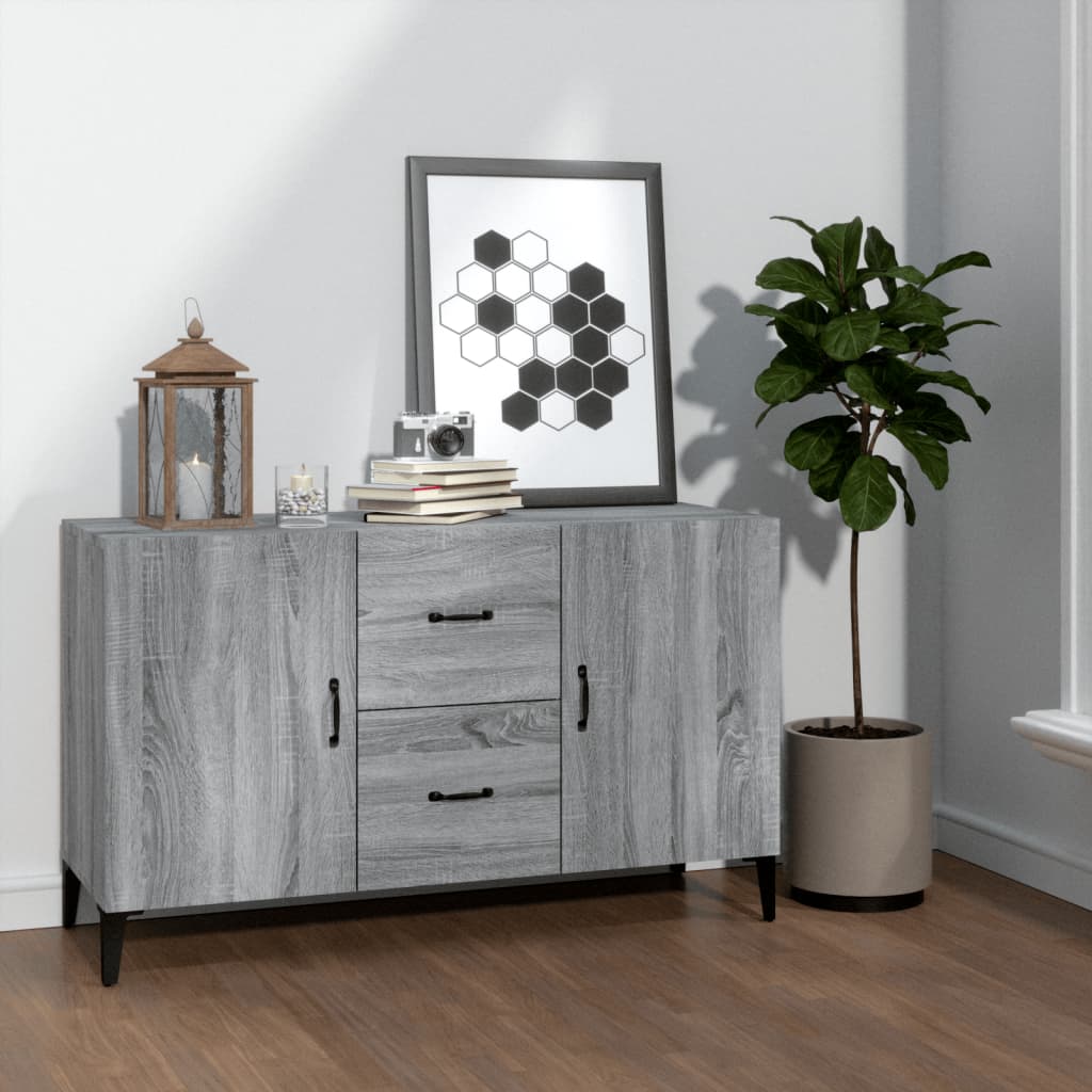 Modern Wooden Sideboard Storage Cabinet Unit With 2 Doors & 2 Drawers Wood