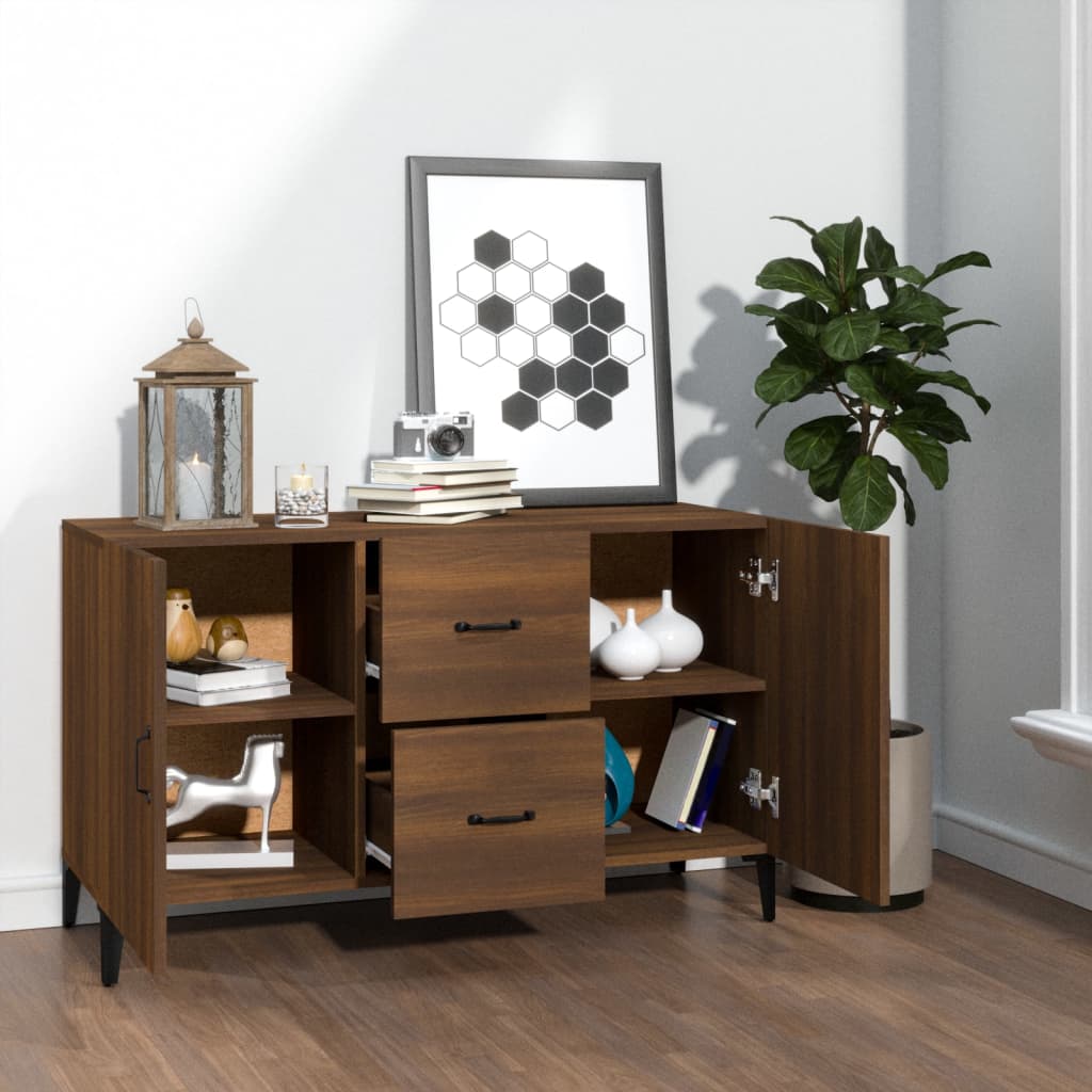 Modern Wooden Sideboard Storage Cabinet Unit With 2 Doors & 2 Drawers Wood