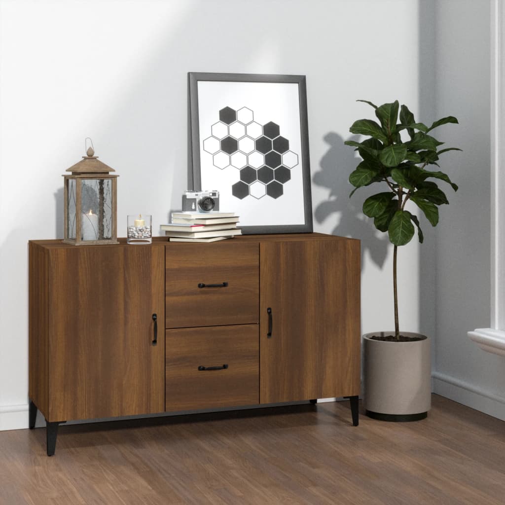 Modern Wooden Sideboard Storage Cabinet Unit With 2 Doors & 2 Drawers Wood