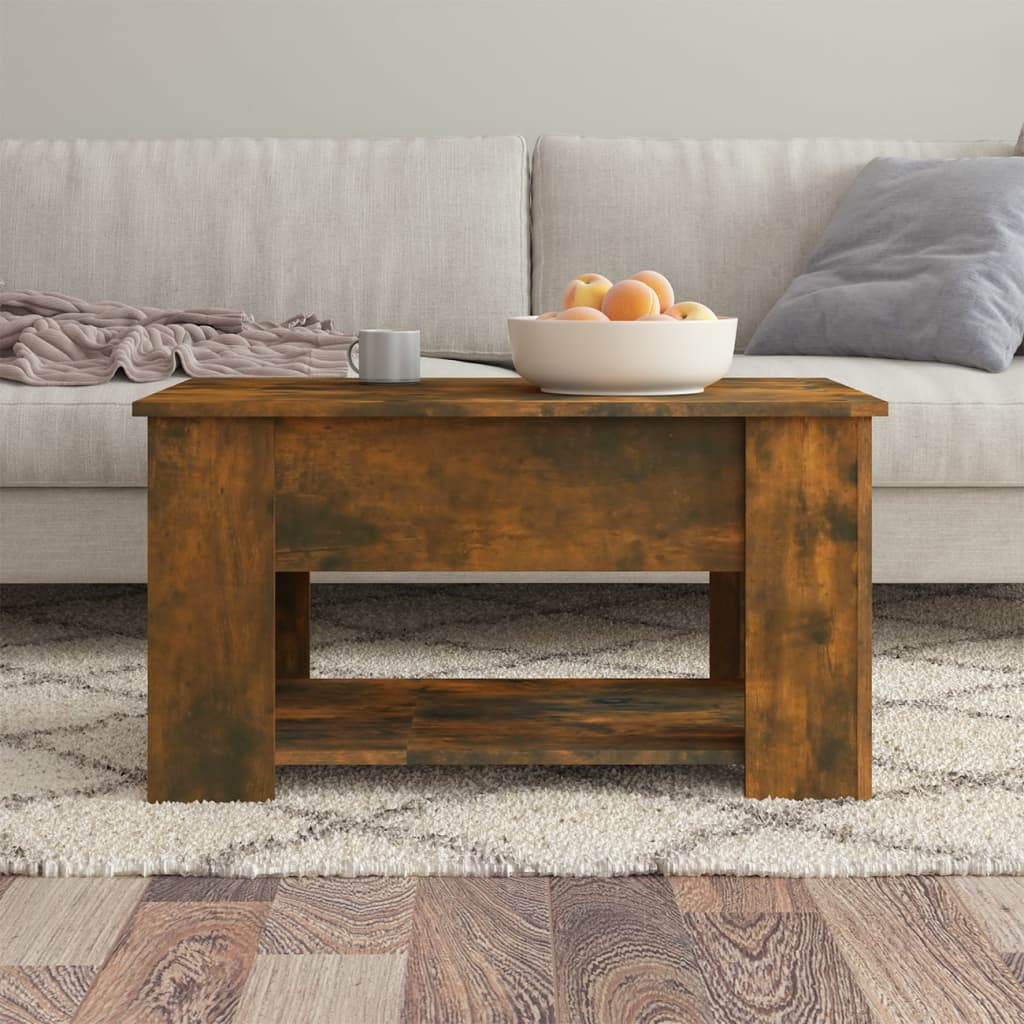 Modern Wooden Living Room Coffee Table With Lift Top Design & Storage Shelf Wood