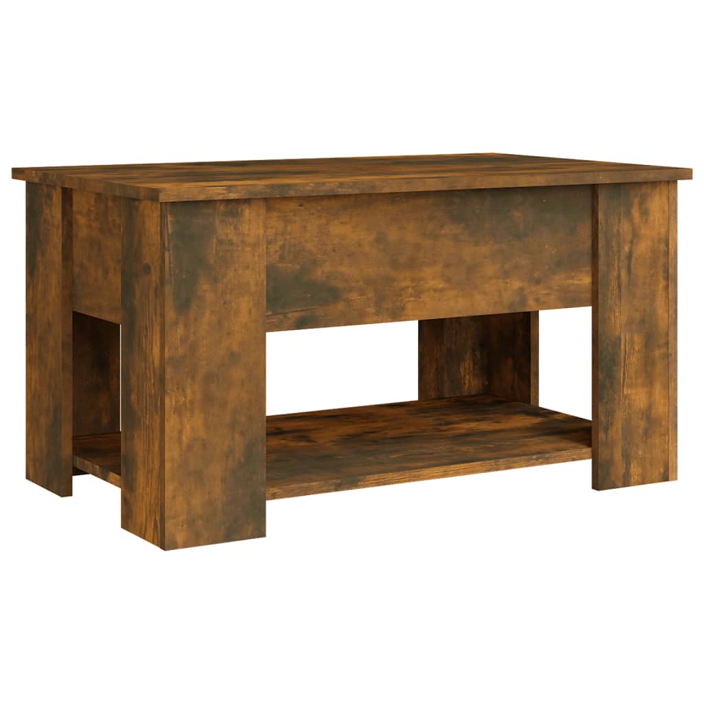 Modern Wooden Living Room Coffee Table With Lift Top Design & Storage Shelf Wood