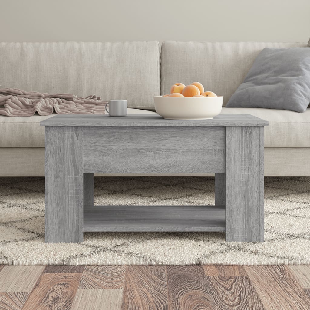 Modern Wooden Living Room Coffee Table With Lift Top Design & Storage Shelf Wood