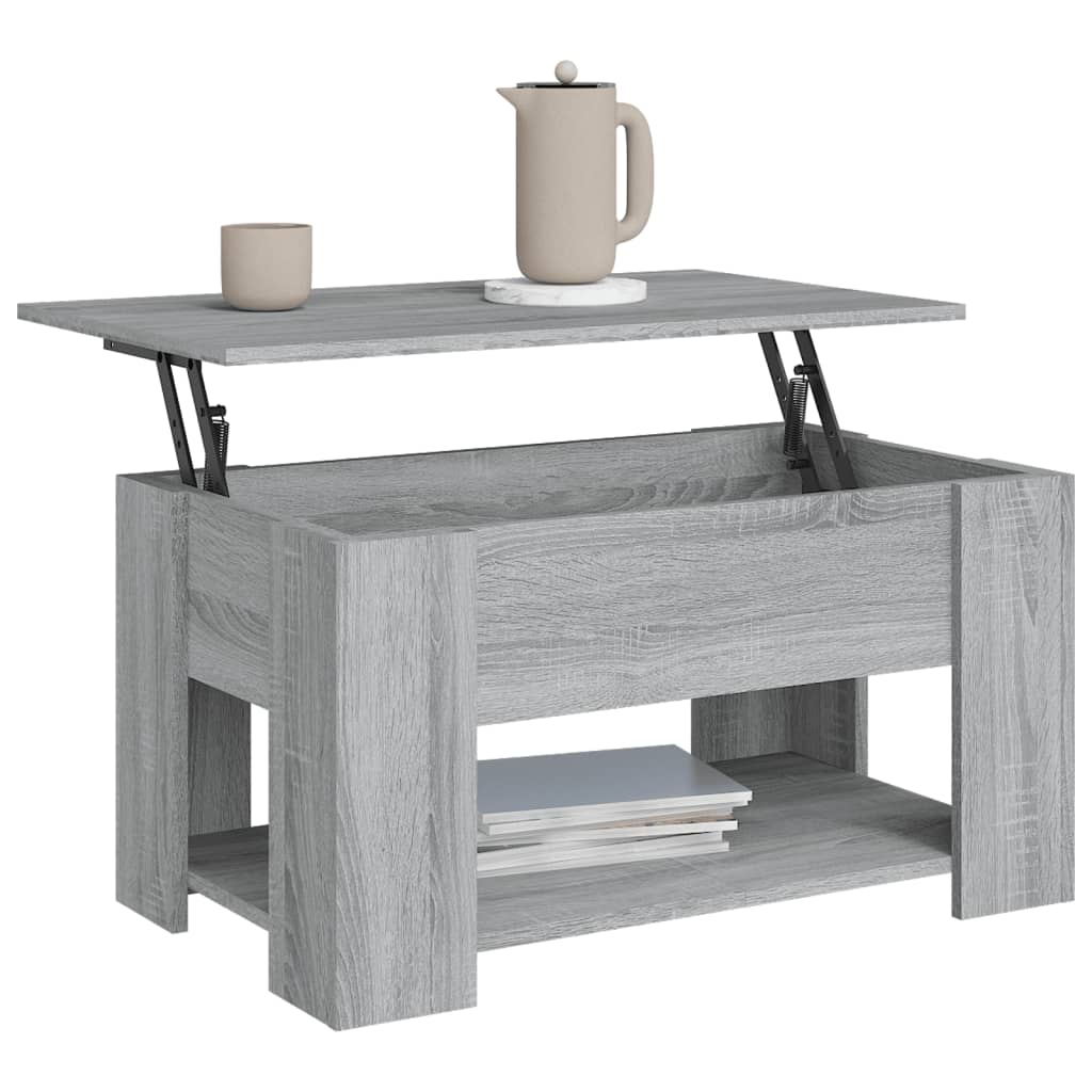 Modern Wooden Living Room Coffee Table With Lift Top Design & Storage Shelf Wood