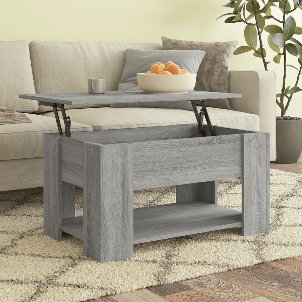 Modern Wooden Living Room Coffee Table With Lift Top Design & Storage Shelf Wood