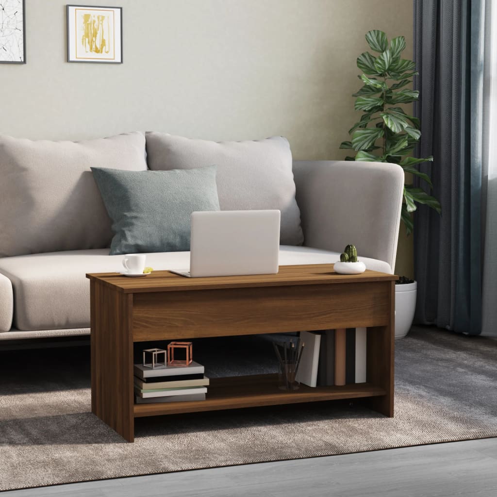 Coffee Table Brown Oak 102x50x52.5 cm Engineered Wood